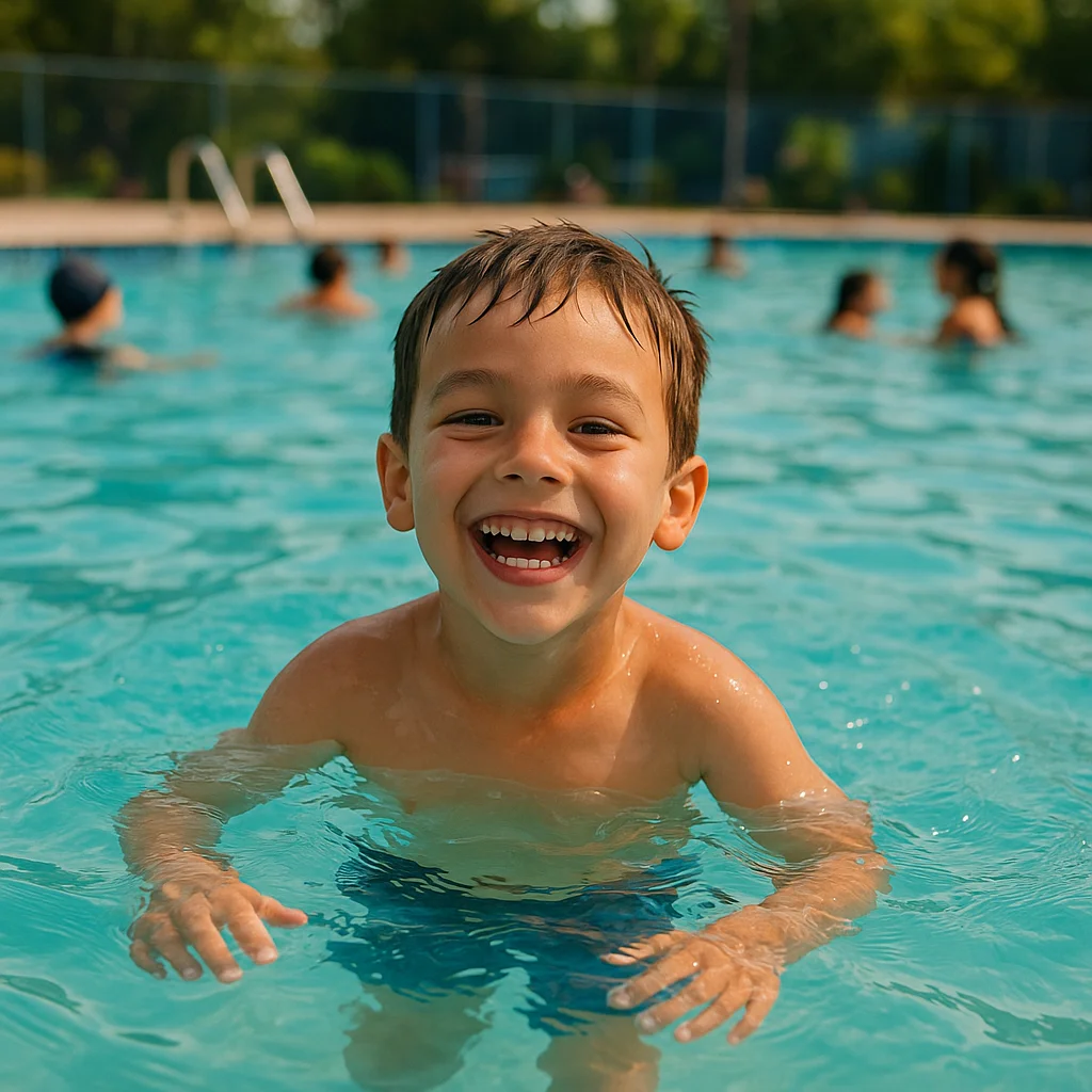 Matronatación a domicilio: bebé con su padre en la piscina