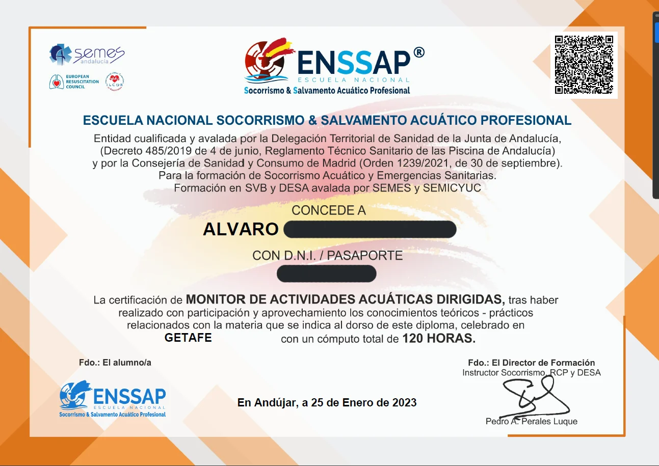 Diploma de Profesor de Natación